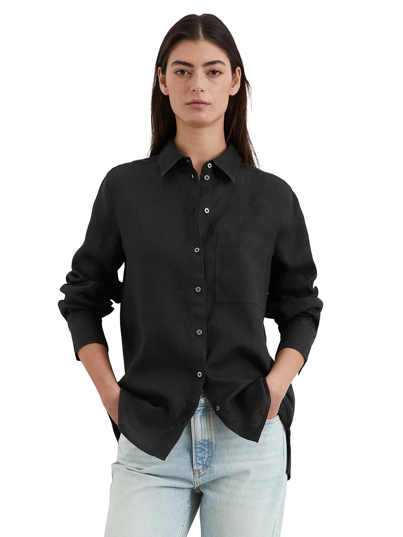 MARC O'POLO | Leinenbluse | schwarz